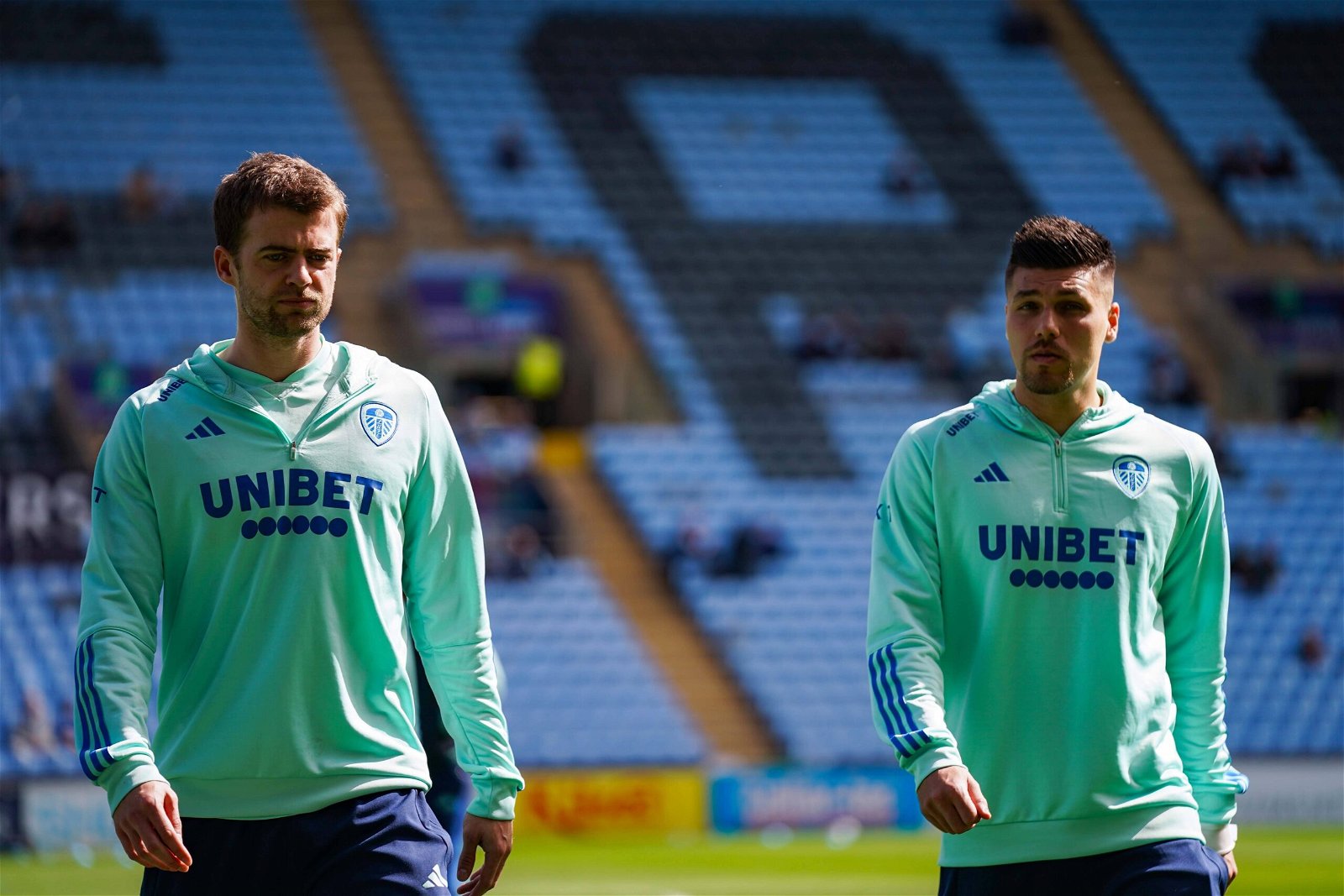 Leeds United striker's Patrick Bamford and Joel Piroe.