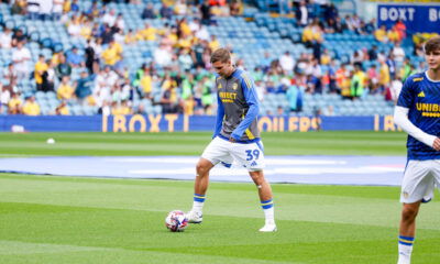 Maximilian Wöber in action during a Leeds United pre-match training