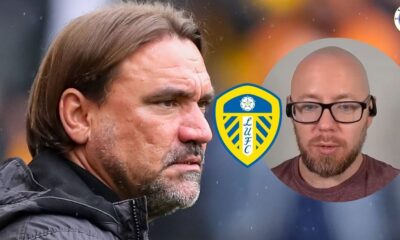 Leeds United manager Daniel Farke, Graham Smyth in a circular insert
