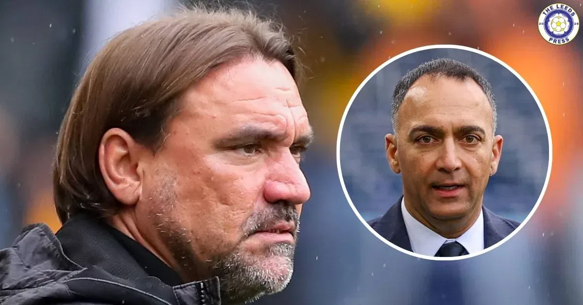 Leeds United manager Daniel Farke, Leeds chairman Paraag Marathe in a circular insert.