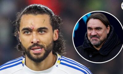 Dominic Calvert-Lewin, Daniel Farke in a circular insert.