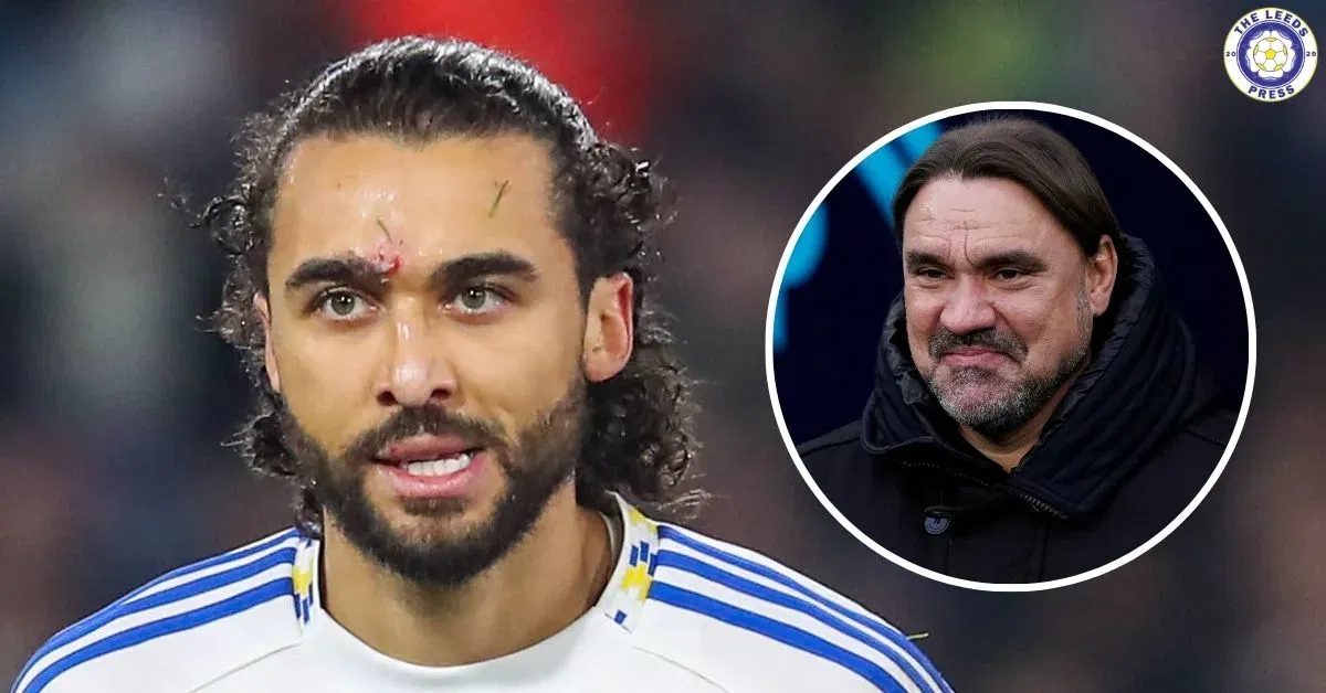 Dominic Calvert-Lewin, Daniel Farke in a circular insert.