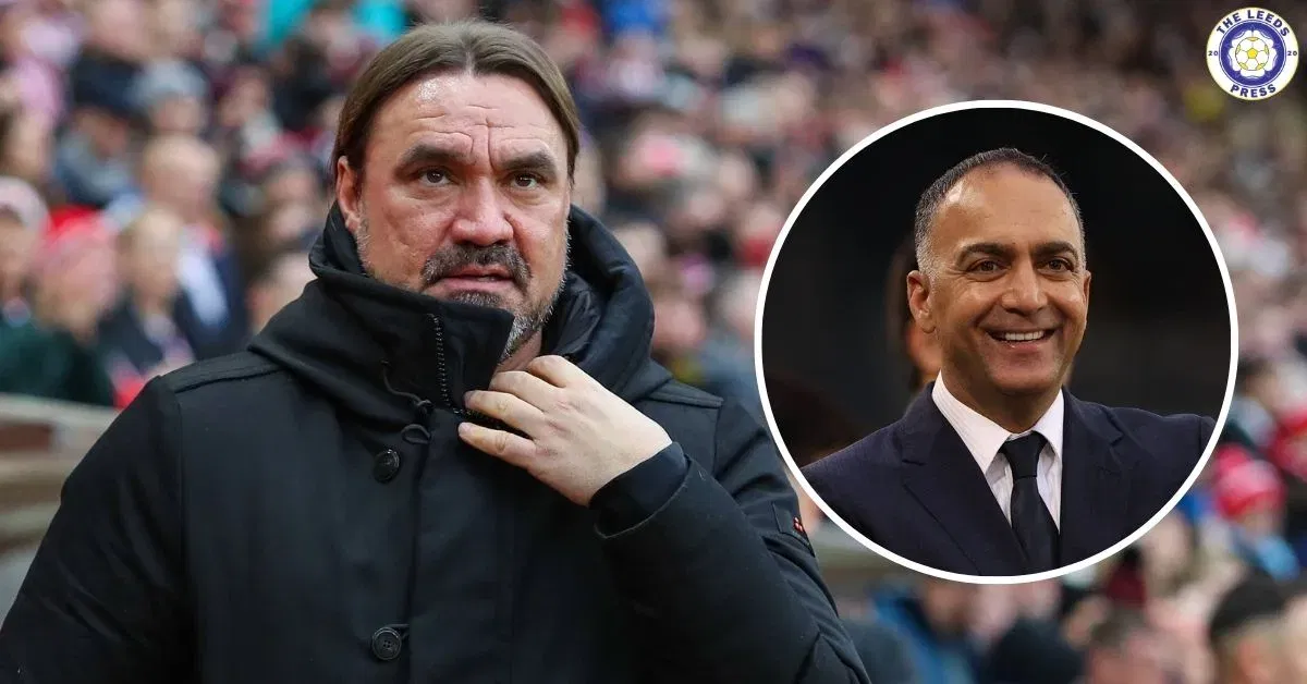 Leeds United manager Daniel Farke, Paraag Marathe in a circular insert.