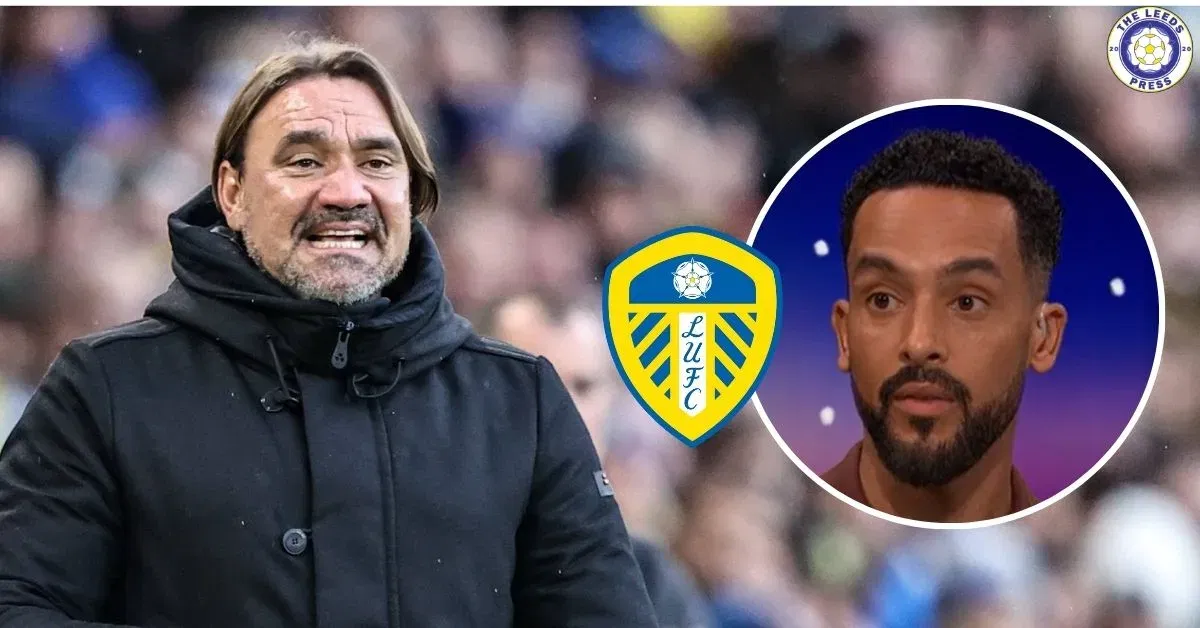 Leeds United manager Daniel Farke, Theo Walcott in a circular insert.