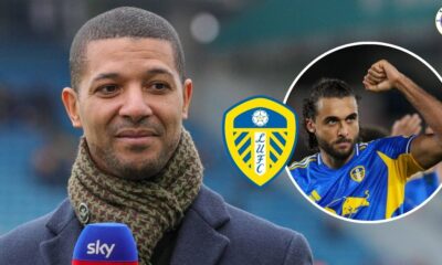 Former Leeds United striker Jermaine Beckford, Dominic Calvert-Lewin in a circular insert.