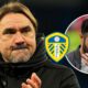 Leeds manager Daniel Farke, Manchester United manager Ruben Amorim in a circular insert.