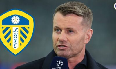 Former goalkeeper Shay Given with a Leeds United badge next to him.
