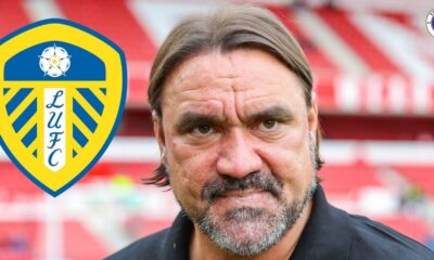 Leeds United manager Daniel Farke, Leeds United badge.