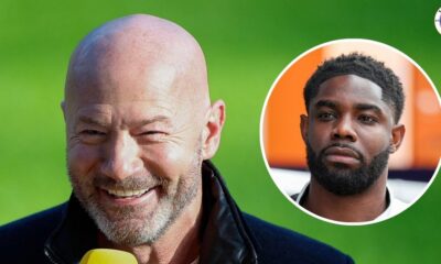 Alan Shearer, Micah Richards in a circular insert.