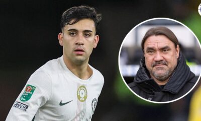 Facundo Buonanotte, Daniel Farke in a circular insert.