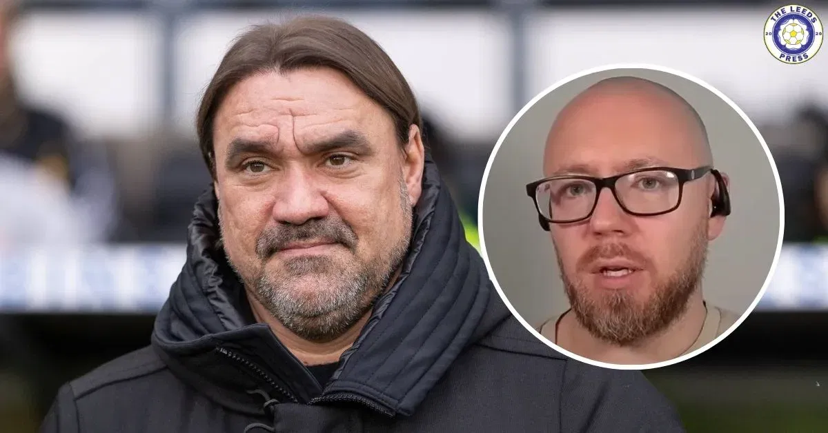 Leeds United manager Daniel Farke, Graham Smyth in a circular insert.