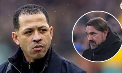 Chelsea manager Liam Rosenior, Leeds United manager Daniel Farke in a circular insert.